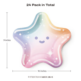 Rainbow Holographic Star Shaped Disposable Paper Plate (24Pcs)