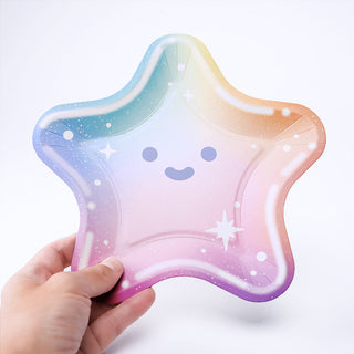 Rainbow Holographic Star Shaped Disposable Paper Plate (48pcs)