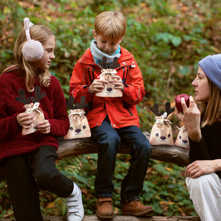 Reindeer Burlap Party Gift Bags (3pcs)