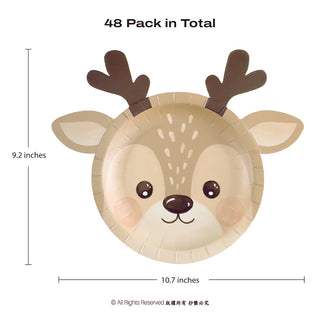 Reindeer Shaped Paper Plates (Pack of 48)