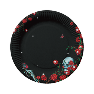 Halloween Plates with Red Rose Skull Eyeballs And Butterfly (24pcs) 1