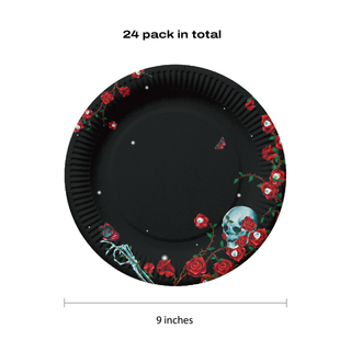 Halloween Plates with Red Rose Skull Eyeballs And Butterfly (24pcs) 2