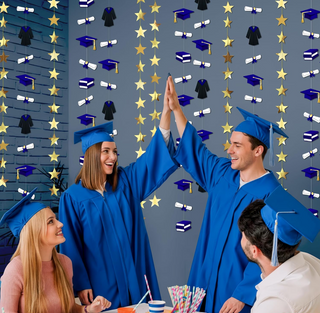 Blue Graduation Backdrop Garland (6 Pcs)