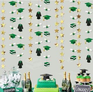 Green Graduation Backdrop Garland (6 Pcs)