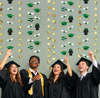 Green Graduation Backdrop Garland (6 Pcs)