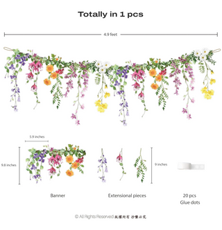 Wild Flower Garland Floral Woodland Party Banner (1 PC)