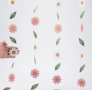 Pink White Flower Hanging Banner (6 Pcs)