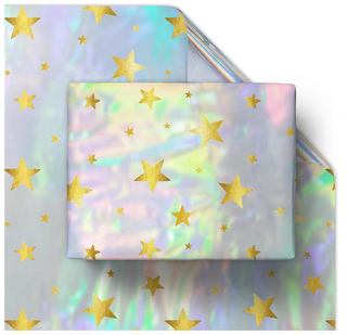 Iridescent Star Gold Gift Wrap