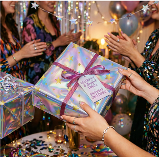 Iridescent Star Gold Gift Wrap