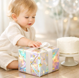 Iridescent Star Gold Gift Wrap