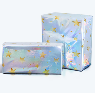 Iridescent Star Gold Gift Wrap