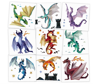 Geometric Medieval Dragon Temporary Tattoo (Pack of 108)