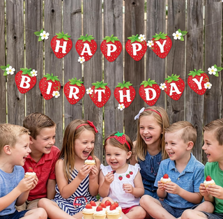 Strawberry Happy Birthday Banner (2 Pcs)