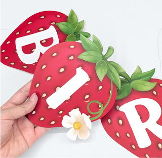Strawberry Happy Birthday Banner (2 Pcs)