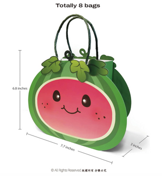 Watermelon Fruit Shaped Party Gift Bags (Pack of 8)