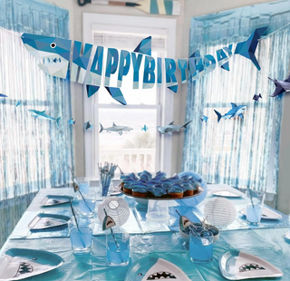 Happy Birthday Shark Geometric Banner (2 Pcs)