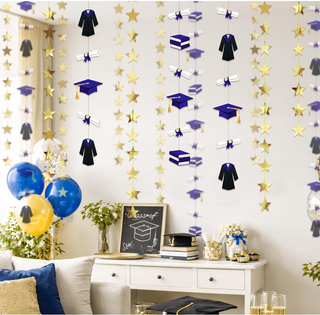 Blue Graduation Backdrop Garland (6 Pcs)
