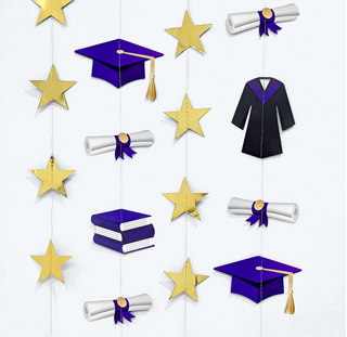 Blue Graduation Backdrop Garland (6 Pcs)