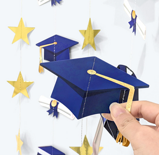 Blue Graduation Backdrop Garland (6 Pcs)