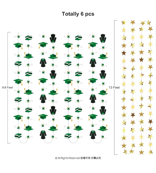 Green Graduation Backdrop Garland (6 Pcs)