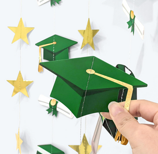 Green Graduation Backdrop Garland (6 Pcs)