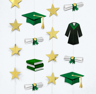 Green Graduation Backdrop Garland (6 Pcs)