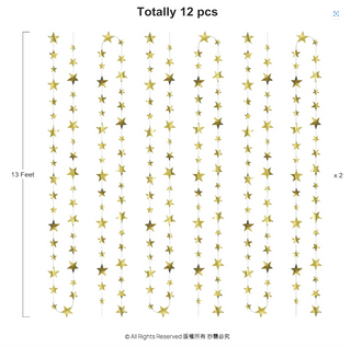 Gold Star Garlands (12 Pcs)