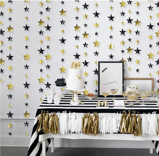 Black Gold Star Garlands (12 Pcs)