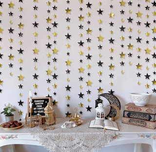 Black Gold Star Garlands (12 Pcs)