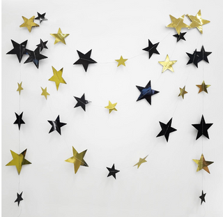 Black Gold Star Garlands (12 Pcs)