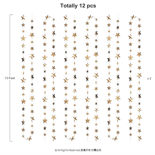 Champagne Gold Star Garlands (12 Pcs)