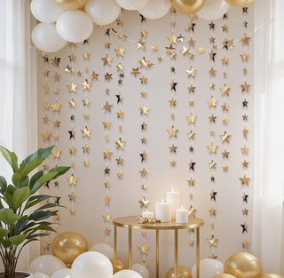 Champagne Gold Star Garlands (12 Pcs)