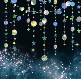 Iridescent Holographic Moon Star Garlands (3 Pcs)