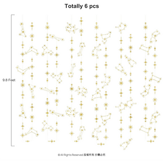 Gold Glitter Celestial Decorations Constellation Garlands (6 Pcs)
