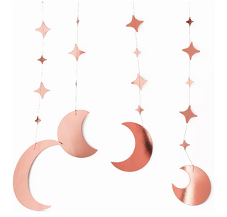 Rose Gold Star Moon Party Decorations Garlands (4 Pcs)