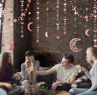 Rose Gold Star Moon Party Decorations Garlands (4 Pcs)