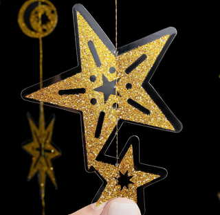 Glitter Gold Star Streamer Garlands (6 Strings)