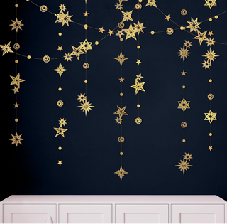 Glitter Gold Star Streamer Garlands (6 Strings)