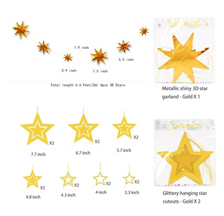 Twinkle Little Gold Star Garland Hanging (2 Packs)