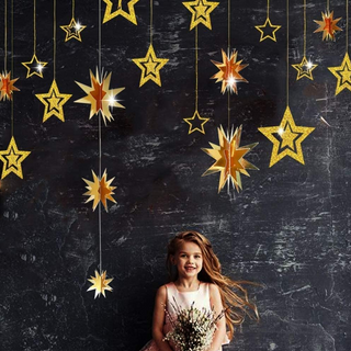 Twinkle Little Gold Star Garland Hanging (2 Packs)