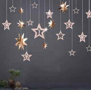 Twinkle Little Rose Gold Star Garlands Hanging (1 Pack of 6 Garlands)