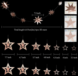 Twinkle Little Rose Gold Star Garlands Hanging (1 Pack of 6 Garlands)