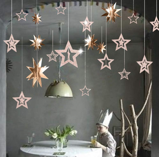 Twinkle Little Rose Gold Star Garlands Hanging (1 Pack of 6 Garlands)