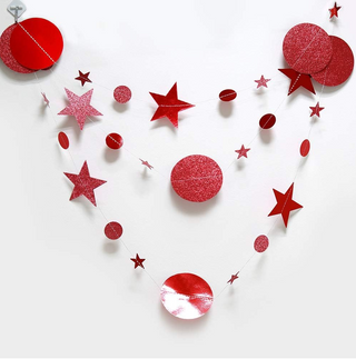 Twinkle Star Garland Glitter Red Party Decorations (3 Pcs)