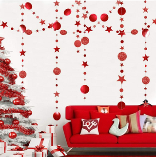 Twinkle Star Garland Glitter Red Party Decorations (3 Pcs)
