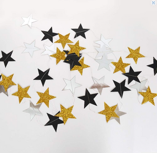 Gold Black Star Hanging Garlands (4 Pcs)