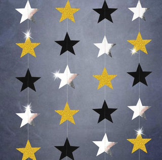 Gold Black Star Hanging Garlands (4 Pcs)