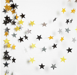 Gold Black Star Hanging Garlands (4 Pcs)