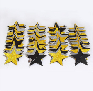 Gold Black Star Hanging Garlands (4 Pcs)