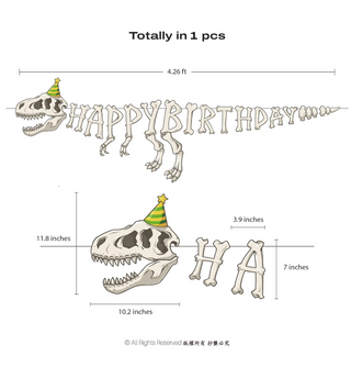 Fossil DInosaur Happy Birthday Banner